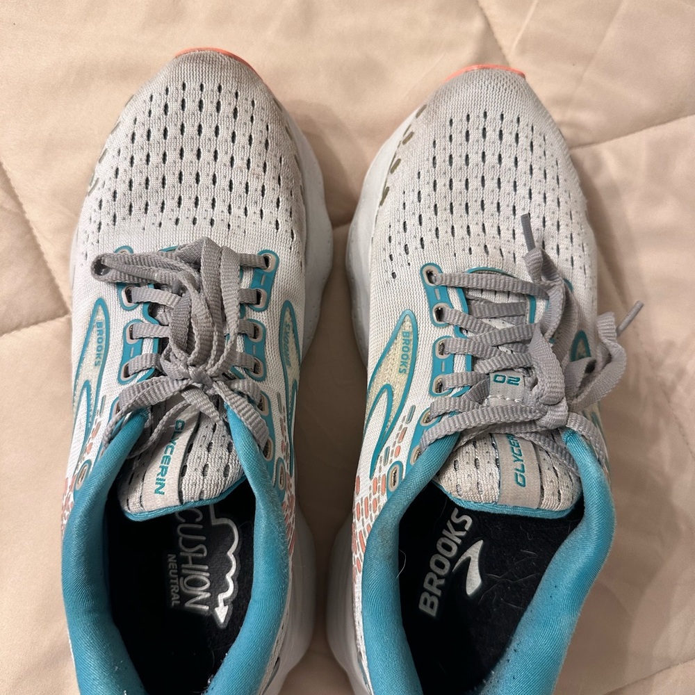 Brooks Gray and Teal Glycerine Sneakers